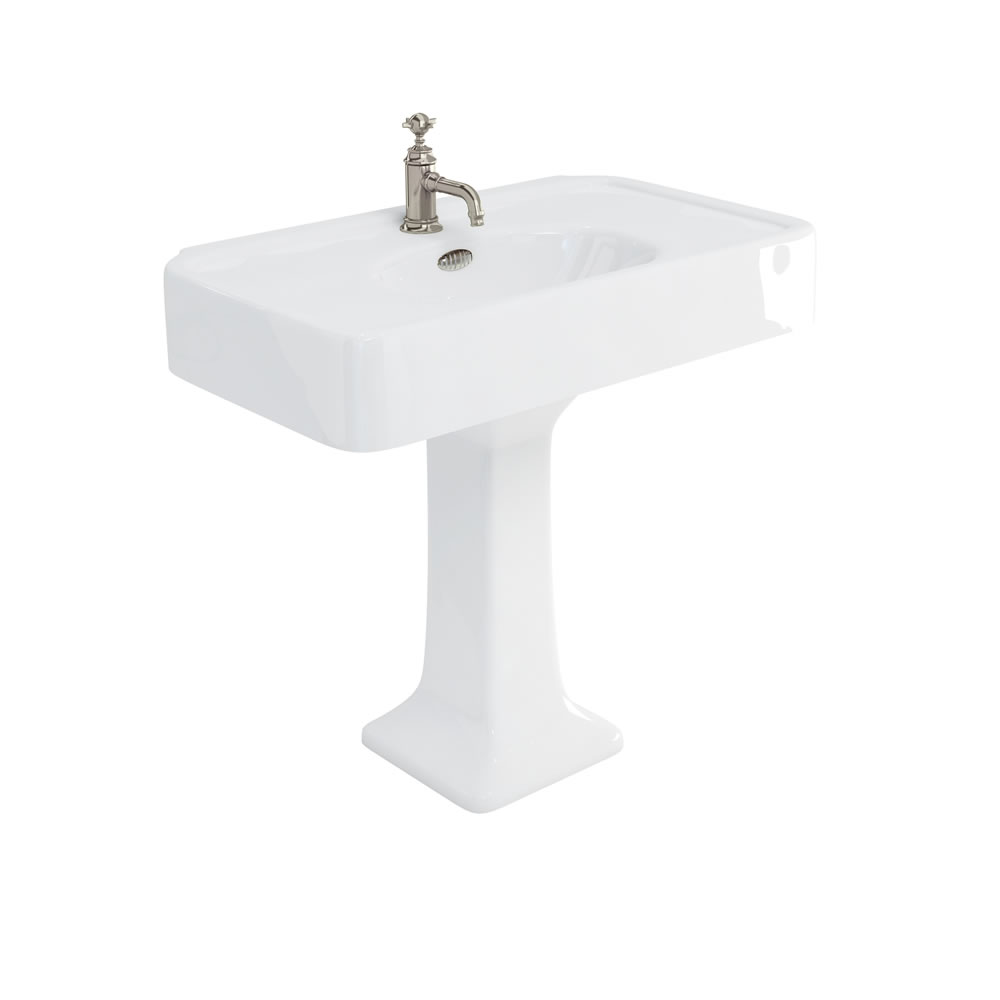 Arcade 900mm basin with nickel overflow & pedestal